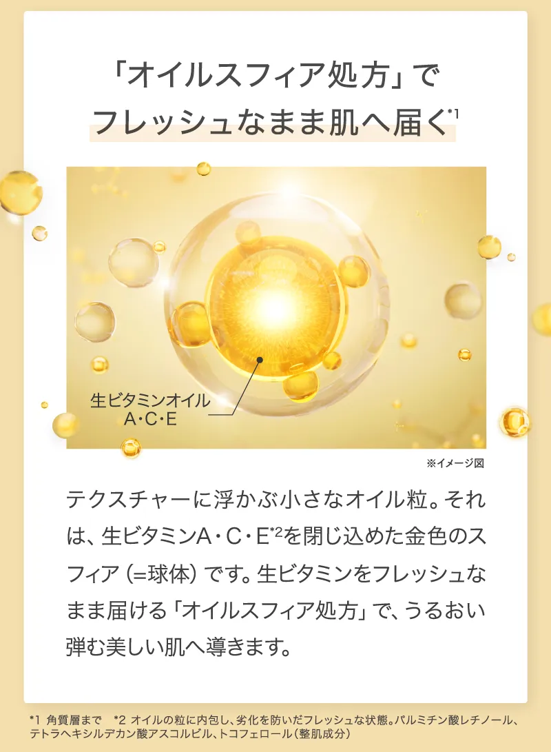 「オイルスフィア処方」でフレッシュなまま肌へ届く