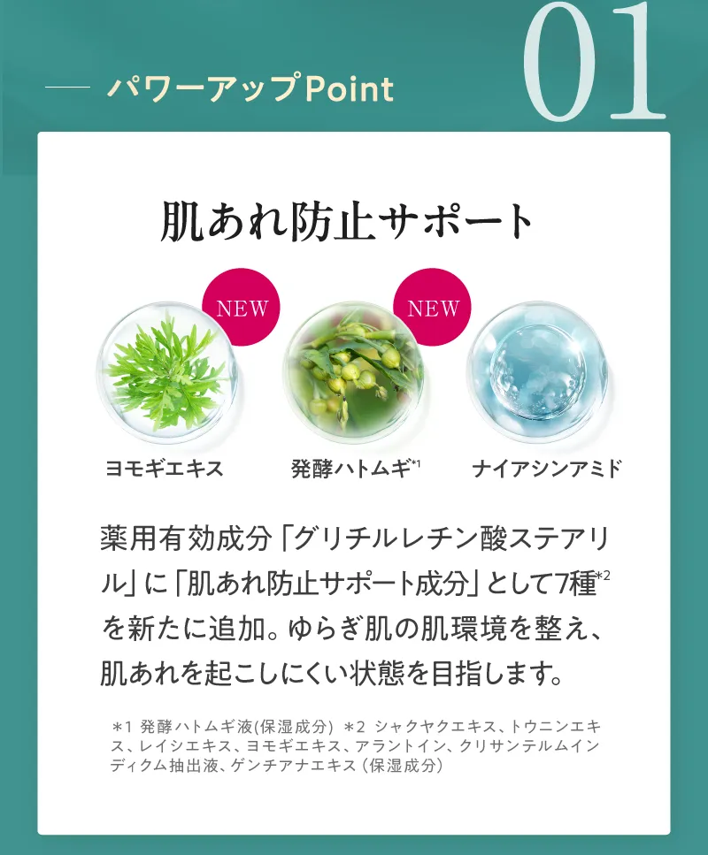 パワーアップPoint 01 肌あれ防止サポート