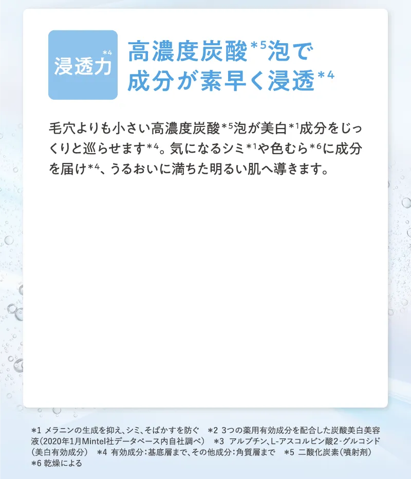 浸透力 高濃度炭酸泡で成分が素早く浸透