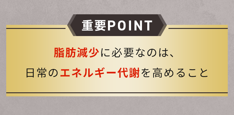 脂肪減少に必要なのは、日常のエネルギー代謝を高めること