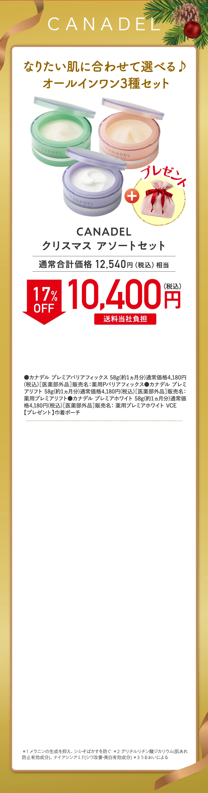 CANADEL(カナデル)オールインワン3種セット 17%OFF