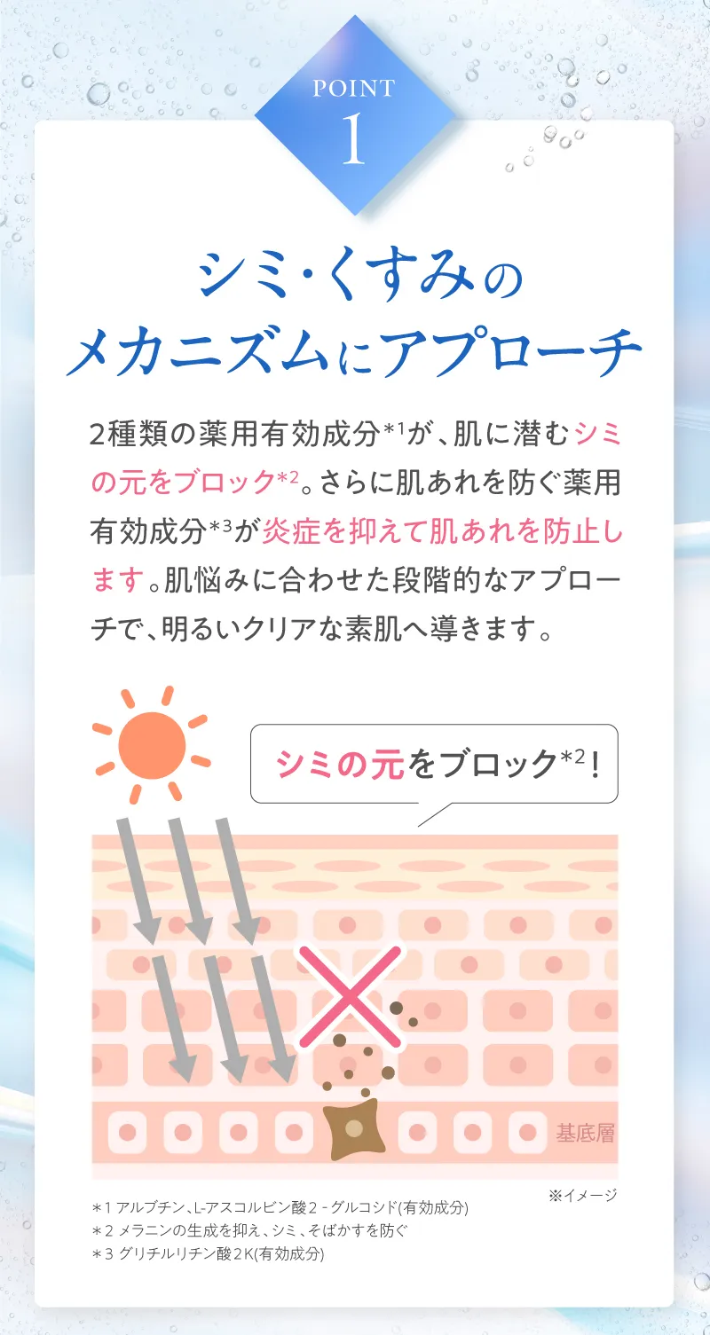 POINT1 シミ・くすみのメカニズムにアプローチ