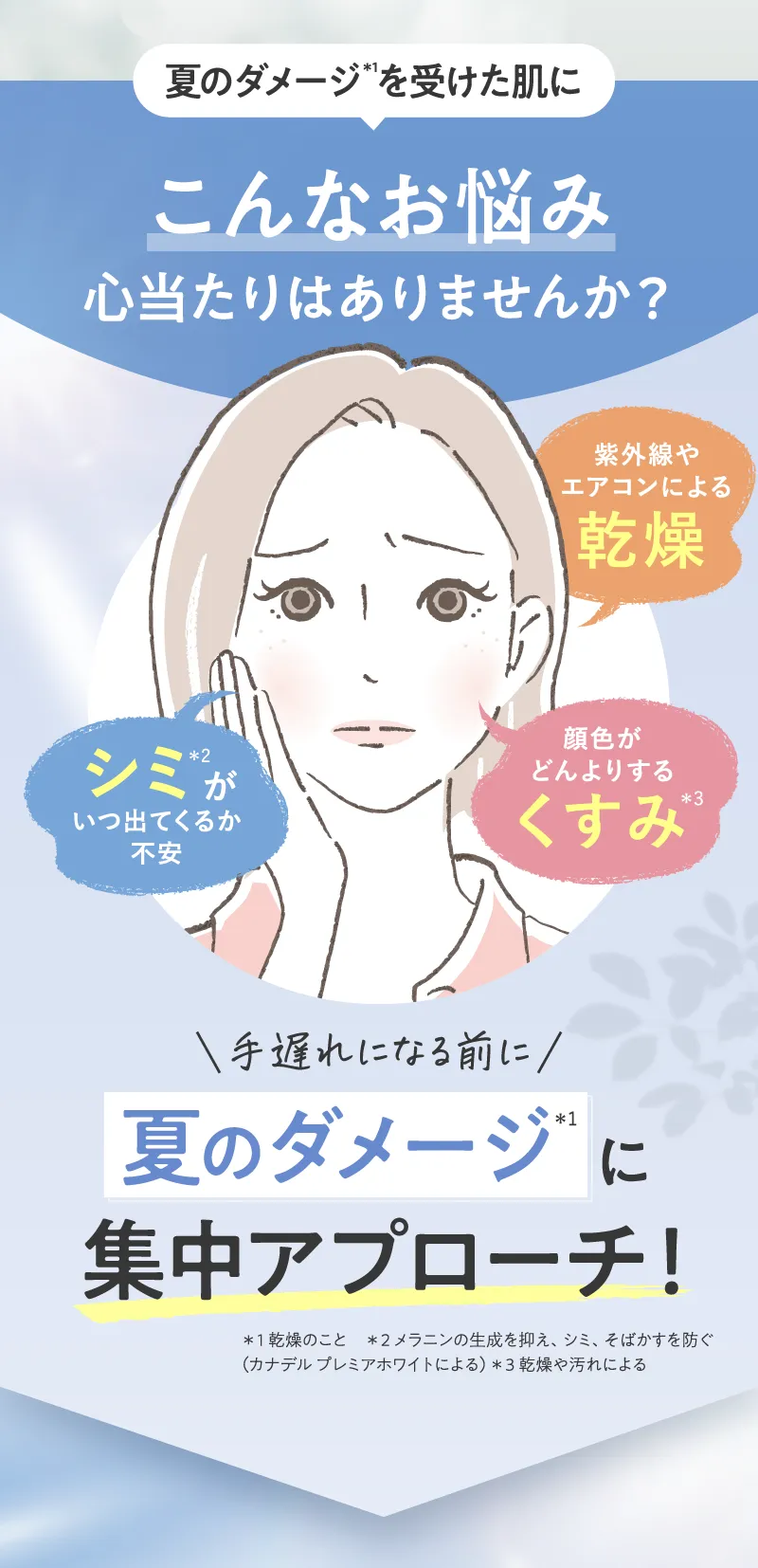 夏のダメージを受けた肌にこんなお悩み心当たりはありませんか？
