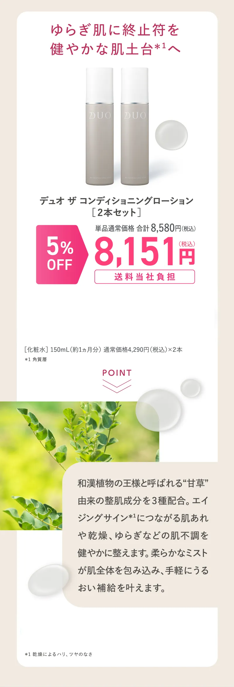 DUO(デュオ)「ザ コンディショニングローション」2本セット 5%OFF