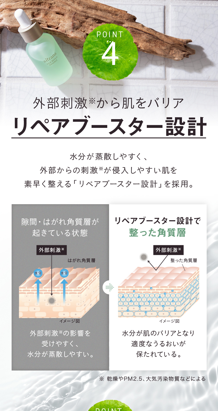 外部刺激から肌をバリアリペアブースター設計